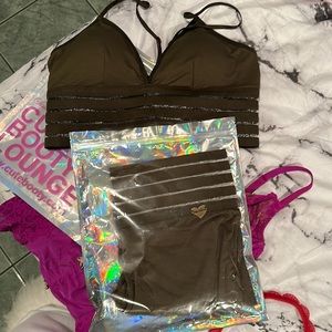 Army green cute Booty lounge highwaisted leggings large olive matching top Large